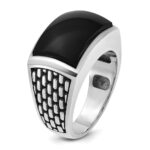 IBGoodman 14k White Gold with Black Rhodium Men's Polished and Textured Onyx Ring - Image 6