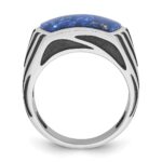 14k White Gold with Black Rhodium IBGoodman Men's Lapis Complete Ring - Image 2