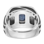 14k White Gold with Black Rhodium IBGoodman Men's Lapis Complete Ring - Image 7
