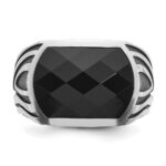 14k White Gold with Black Rhodium IBGoodman Men's Onyx Complete Ring - Image 4