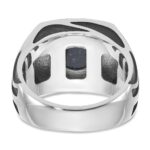14k White Gold with Black Rhodium IBGoodman Men's Onyx Complete Ring - Image 5