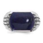 14k White Gold IBGoodman Men's w/Black Rhodium Lapis Diamond Complete Ring - Image 4
