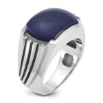 14k White Gold IBGoodman Men's w/Black Rhodium Lapis Diamond Complete Ring - Image 6
