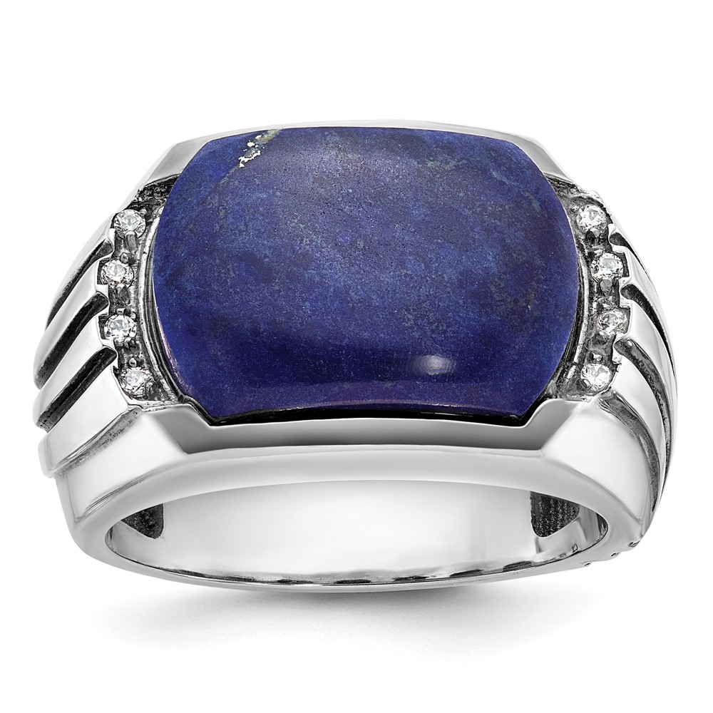 B84266-4WLP_AA.jpg 14k White Gold IBGoodman Men's w/Black Rhodium Lapis Diamond Complete Ring - Image 1