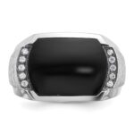 IBGoodman 14k White Gold Men's Polished and Satin Onyx and 1/10 Carat AA Quality Diamond Ring - Image 6