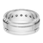 14k White Gold IBGoodman Men's Polished and Satin 1/4 carat Diamond Complete Ring - Image 7