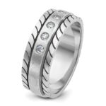 14k White Gold IBGoodman Men's Polished and Satin 1/4 carat Diamond Complete Ring - Image 8