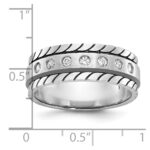 14k White Gold IBGoodman Men's Polished and Satin 1/4 carat Diamond Complete Ring - Image 3