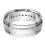 IBGoodman 14k White Gold with Black Rhodium Men's Polished Satin and Grooved 1/5 Carat AA Quality Diamond Ring - Image 5