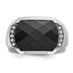 IBGoodman 14k White Gold Men's Polished and Satin Gemstone Ring Mounting - Image 6