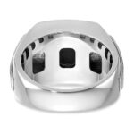 IBGoodman 14k White Gold Men's Polished and Satin Faceted Onyx and 1/10 Carat AA Quality Diamond Ring - Image 7
