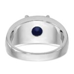 14k White Gold with Black Rhodium IBGoodman Men's Created Sapphire Complete Ring - Image 7