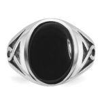 14k White Gold with Black Rhodium IBGoodman Men's Onyx Complete Ring - Image 6