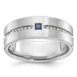 14k White Gold IBGoodman Men's Satin Sapphire/Diamond Ring Mounting