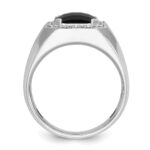 14k White Gold IBGoodman Men's Onyx and 1/8 carat Diamond Complete Ring - Image 2