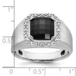 14k White Gold IBGoodman Men's Onyx and 1/8 carat Diamond Complete Ring - Image 3