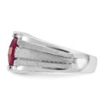 14k White Gold IBGoodman Men's Satin Created Ruby and Diamond Complete Ring - Image 5