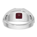 14k White Gold IBGoodman Men's Created Garnet and 1/20 carat Diamond Complete Ring - Image 7