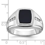 14k White Gold IBGoodman Men's Onyx and 1/8 carat Diamond Complete Ring - Image 3