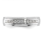 IBGoodman 14k White Gold Men's Polished and Milgrain 11-Stone Ring Mounting - Image 6