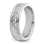 IBGoodman 14k White Gold Men's Polished and Milgrain 11-Stone 1 Carat AA Quality Diamond Ring - Image 8