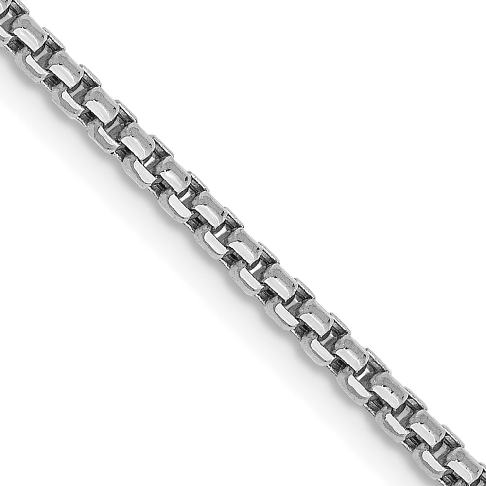 BC139.jpg 14K White Gold 1.75mm Semi-Solid Round Box with Lobster Clasp Chain - Image 1