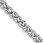 14K White Gold 3.5mm Semi-Solid 3-Wire Wheat with Lobster Clasp Chain