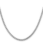 14K White Gold 3.6mm Semi-Solid Round Box with Lobster Clasp Chain - Image 2