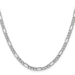 14K White Gold 4.4mm Semi-Solid Figaro with Lobster Clasp Chain - Image 2