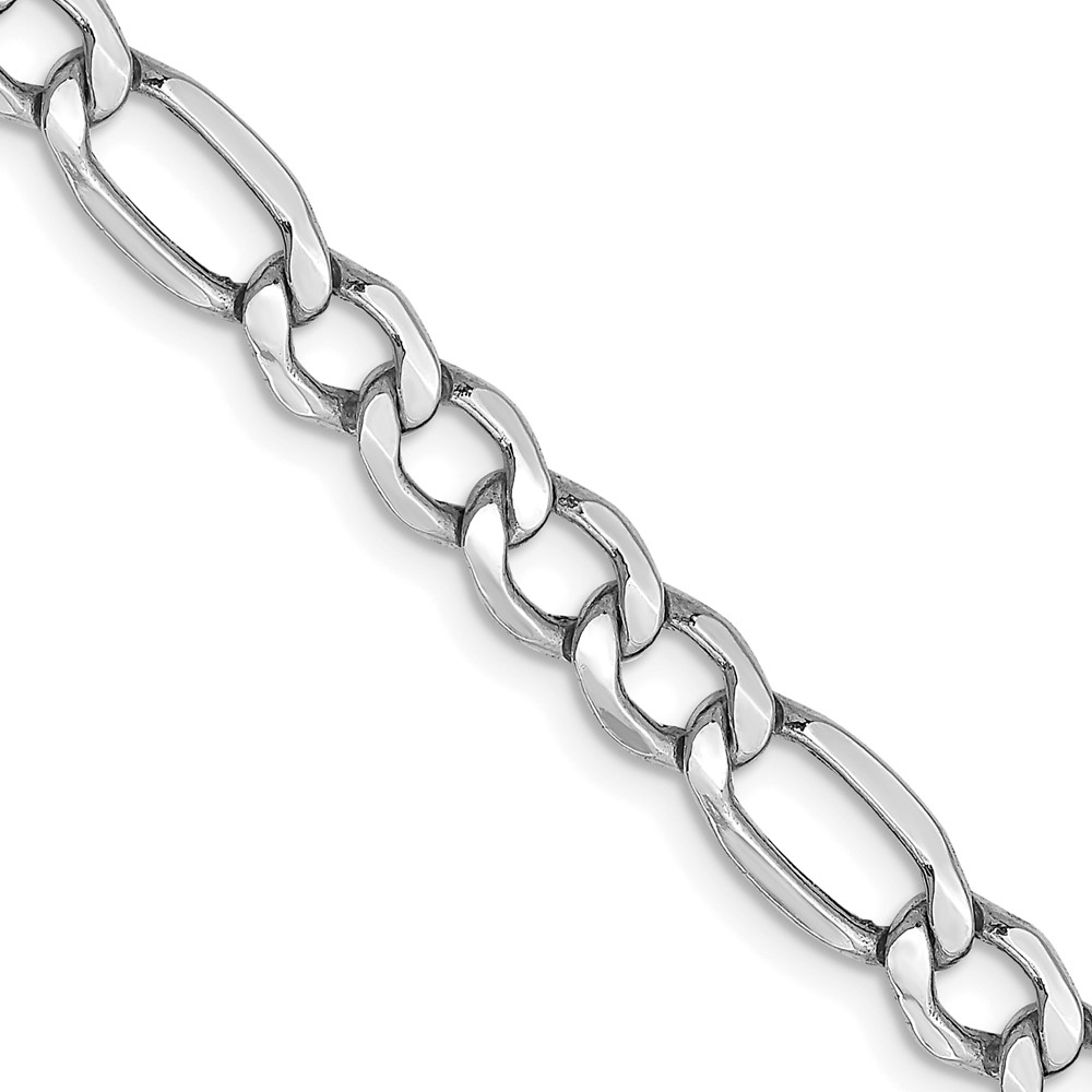 BC92.jpg 14K White Gold 5.75mm Semi-Solid Figaro with Lobster Clasp Chain - Image 1