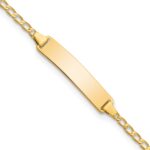 14k Polished Solid Chain/Solid Plate Flat Curb Link 22.5x4.8mm Plate 5.Baby/Child ID Bracelet