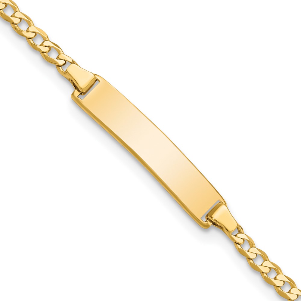 BID103-5.5.jpg 14k Polished Solid Chain/Solid Plate Flat Curb Link 22.5x4.5mm Plate 5.Baby/Child ID Bracelet - Image 1
