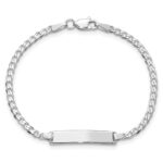 14k White Gold Polished Solid Chain/Solid Plate Flat Curb Link 20x4.2mm Plate Baby/Child ID Bracelet - Image 4