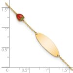 14k Enameled Strawberry Baby ID 5.5in w/.5 in Ext Bracelet - Image 3