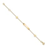 14K Polished ID with Flower Childrens Bracelet - Image 2