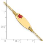 14k Polished Red Enameled Heart on 18x5mm Plate 5.5 inch Baby/Child ID Bracelet - Image 5
