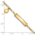 14k Polished Solid Chain/Solid Plate Heart Dangle Figaro Link 21x6mm Plate 6 inch Baby/Child ID Bracelet - Image 3