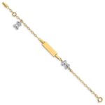 14k Two-tone Polished Teddy Bears and 18x5mm Plate 5.5 inch Baby/Child ID Bracelet with 0.5 inch Extender - Image 2