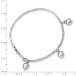 14k White Gold Polished Dangle Heart Baby Bracelet - Image 2