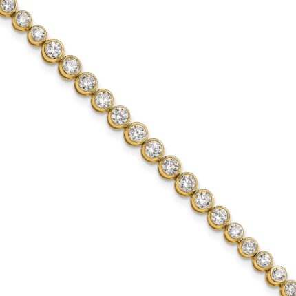 14k 3 carat Lab Grown Diamond VS/SI+ G+ Complete Round Bezel Set 7 inch Tennis Bracelet