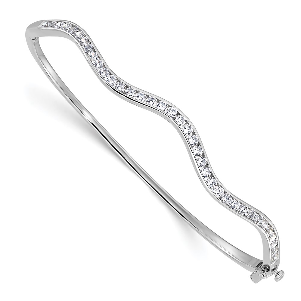 BM10275-128-WAA.jpg 14k White Gold 1 1/4 carat Lab Grown Diamond VS/SI+ G+ Wavy Complete Bangle Bracelet - Image 1