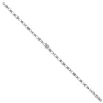 14K White Gold Polished Complete 1/6 carat Diamond Heart Cluster Fancy Link 7 inch Bracelet with 1 inch Extender - Image 2