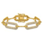 14K Polished Complete 3.25 carat Diamond Paperclip Link 7 inch Bracelet - Image 3