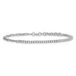 14K White Gold Polished Complete 3/4 carat Diamond Paperclip Link 7 inch Bracelet with 1 inch Extender - Image 3