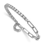 14k White Gold 3 3/4 carat Lab Grown Diamond VS/SI+ G+ Complete Half Paperclip 7 inch with an 1 inch exension Bracelet - Image 3