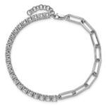 14k White Gold 3 3/4 carat Lab Grown Diamond VS/SI+ G+ Complete Half Paperclip 7 inch with an 1 inch exension Bracelet - Image 4