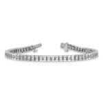 14k White Gold 7 carat Lab Grown Diamond VS/SI+ G+ Complete Princess Bezel Set Tennis Bracelet - Image 5