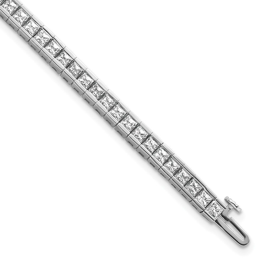 BM10320-WAA.jpg 14k White Gold 7 carat Lab Grown Diamond VS+ F+ Complete Princess Bezel Set Tennis Bracelet - Image 1