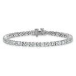 14k White Gold 7 carat Lab Grown Diamond VS/SI+ G+ Complete Princess and Round Tennis Bracelet - Image 3