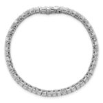 14k White Gold 7 carat Lab Grown Diamond VS+ F+ Complete Princess and Round Tennis Bracelet - Image 4